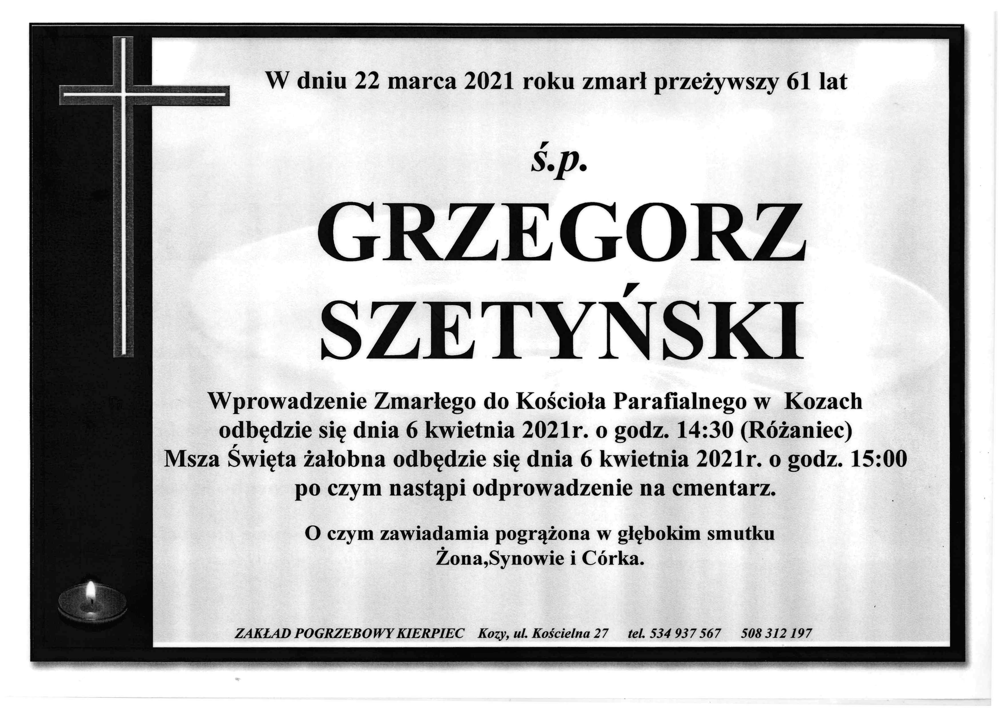 Klepsydra ś.p. Grzegorz Szetyński.
